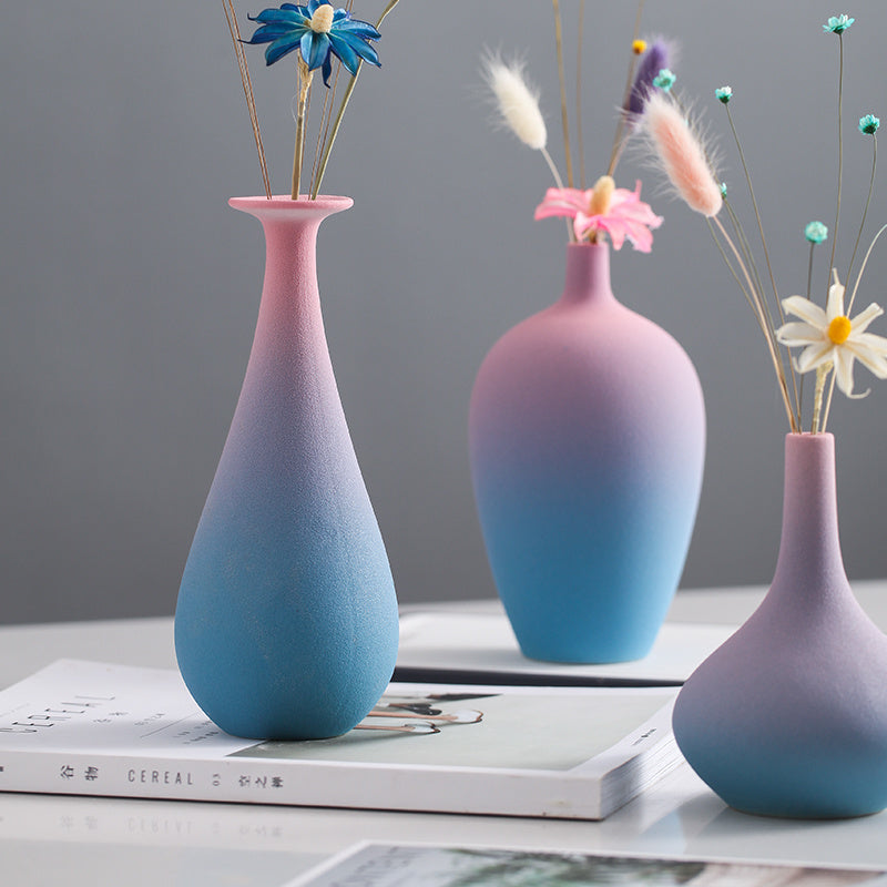 Gradient Ceramic Vase – Pink & Blue Collection