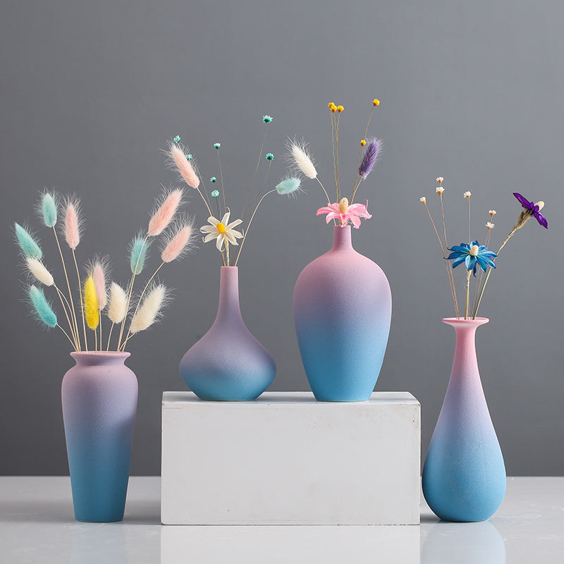 Gradient Ceramic Vase – Pink & Blue Collection